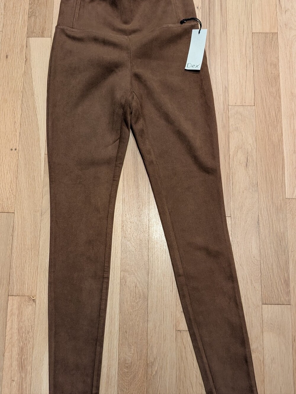 Dex Brown Faux Suede Women's Leggings, NWT XS